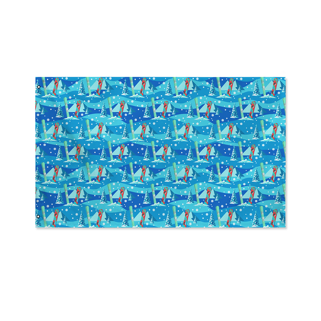 Ski And Snowboard Pattern Print Polyester Flag