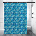 Ski And Snowboard Pattern Print Premium Shower Curtain