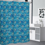 Ski And Snowboard Pattern Print Premium Shower Curtain