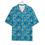 Ski And Snowboard Pattern Print Rayon Hawaiian Shirt