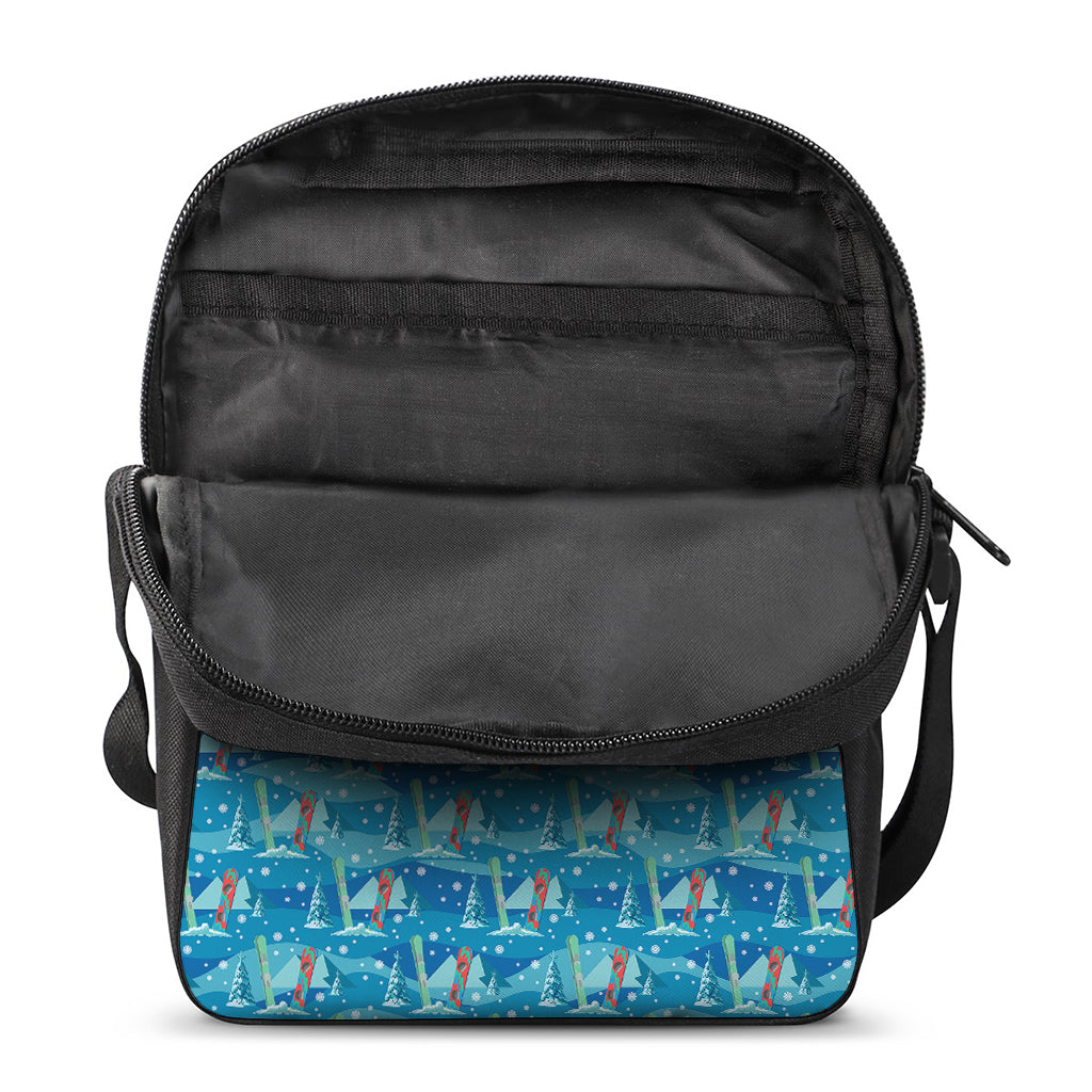 Ski And Snowboard Pattern Print Rectangular Crossbody Bag