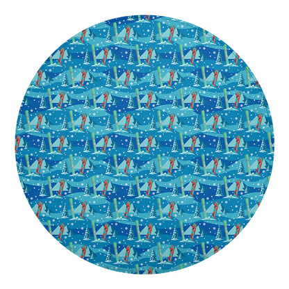 Ski And Snowboard Pattern Print Round Blanket