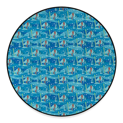 Ski And Snowboard Pattern Print Round Floor Mat