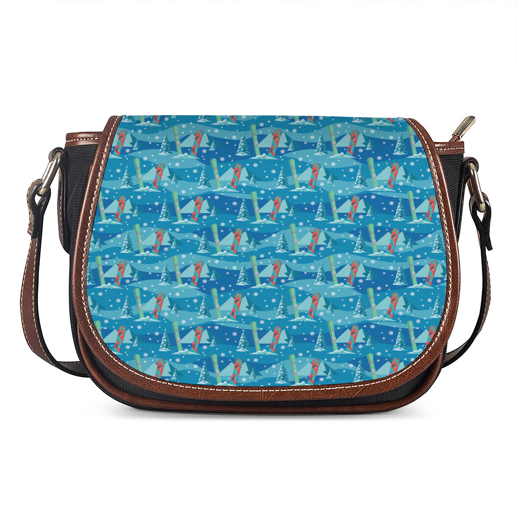 Ski And Snowboard Pattern Print Saddle Bag