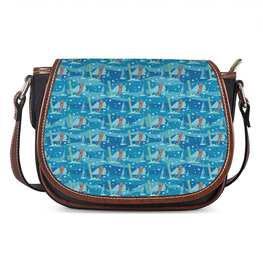 Ski And Snowboard Pattern Print Saddle Bag