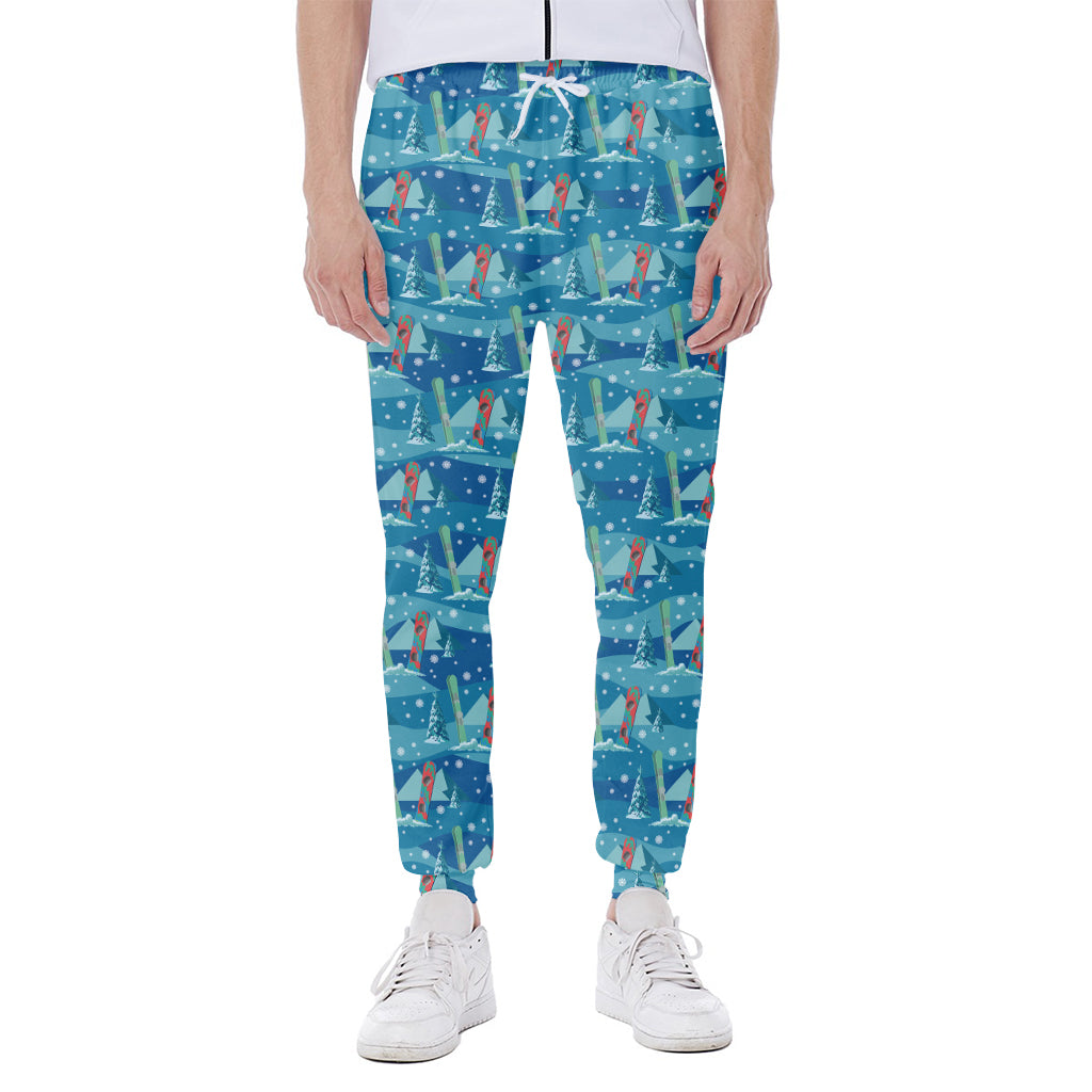 Ski And Snowboard Pattern Print Scuba Joggers