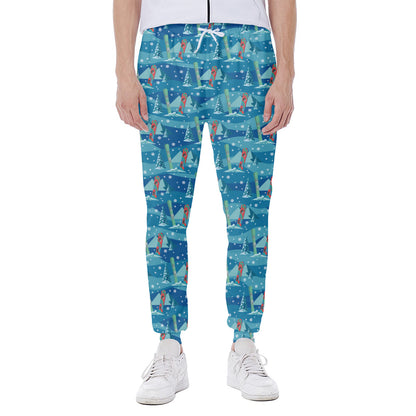 Ski And Snowboard Pattern Print Scuba Joggers