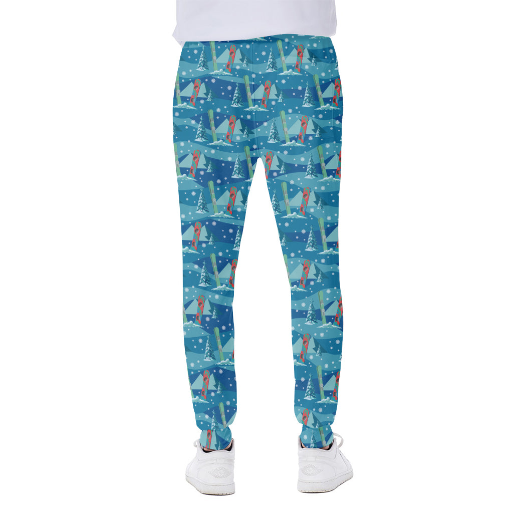 Ski And Snowboard Pattern Print Scuba Joggers
