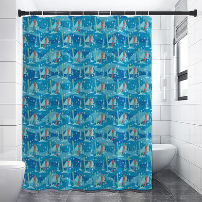 Ski And Snowboard Pattern Print Shower Curtain