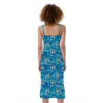 Ski And Snowboard Pattern Print Slim Fit Midi Cami Dress