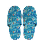 Ski And Snowboard Pattern Print Slippers