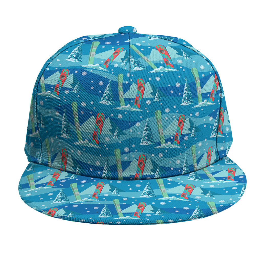 Ski And Snowboard Pattern Print Snapback Cap