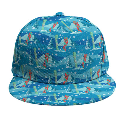 Ski And Snowboard Pattern Print Snapback Cap