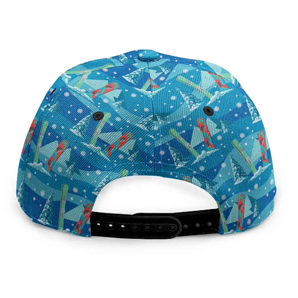 Ski And Snowboard Pattern Print Snapback Cap