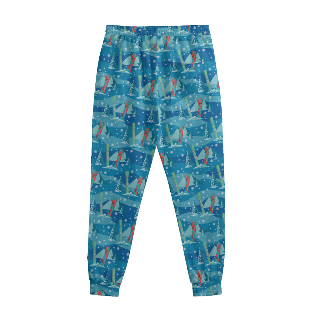 Ski And Snowboard Pattern Print Sweatpants