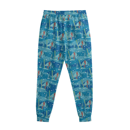 Ski And Snowboard Pattern Print Sweatpants