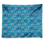 Ski And Snowboard Pattern Print Tapestry