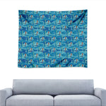 Ski And Snowboard Pattern Print Tapestry