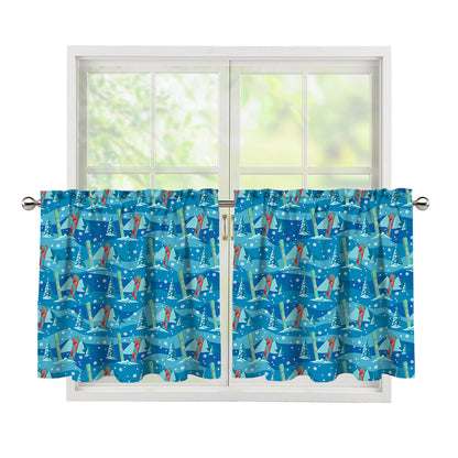 Ski And Snowboard Pattern Print Tier Curtains
