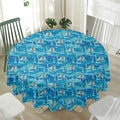 Ski And Snowboard Pattern Print Waterproof Round Tablecloth