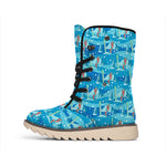 Ski And Snowboard Pattern Print Winter Boots