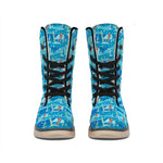 Ski And Snowboard Pattern Print Winter Boots
