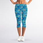 Ski And Snowboard Pattern Print Women's Capri Leggings