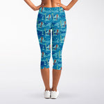 Ski And Snowboard Pattern Print Women's Capri Leggings
