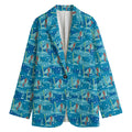 Ski And Snowboard Pattern Print Women's Cotton Blazer