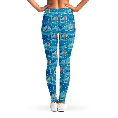 Ski And Snowboard Pattern Print Women's Leggings
