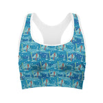 Ski And Snowboard Pattern Print Women's Sports Bra