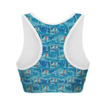 Ski And Snowboard Pattern Print Women's Sports Bra