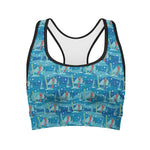 Ski And Snowboard Pattern Print Women's Sports Bra