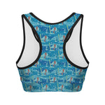 Ski And Snowboard Pattern Print Women's Sports Bra