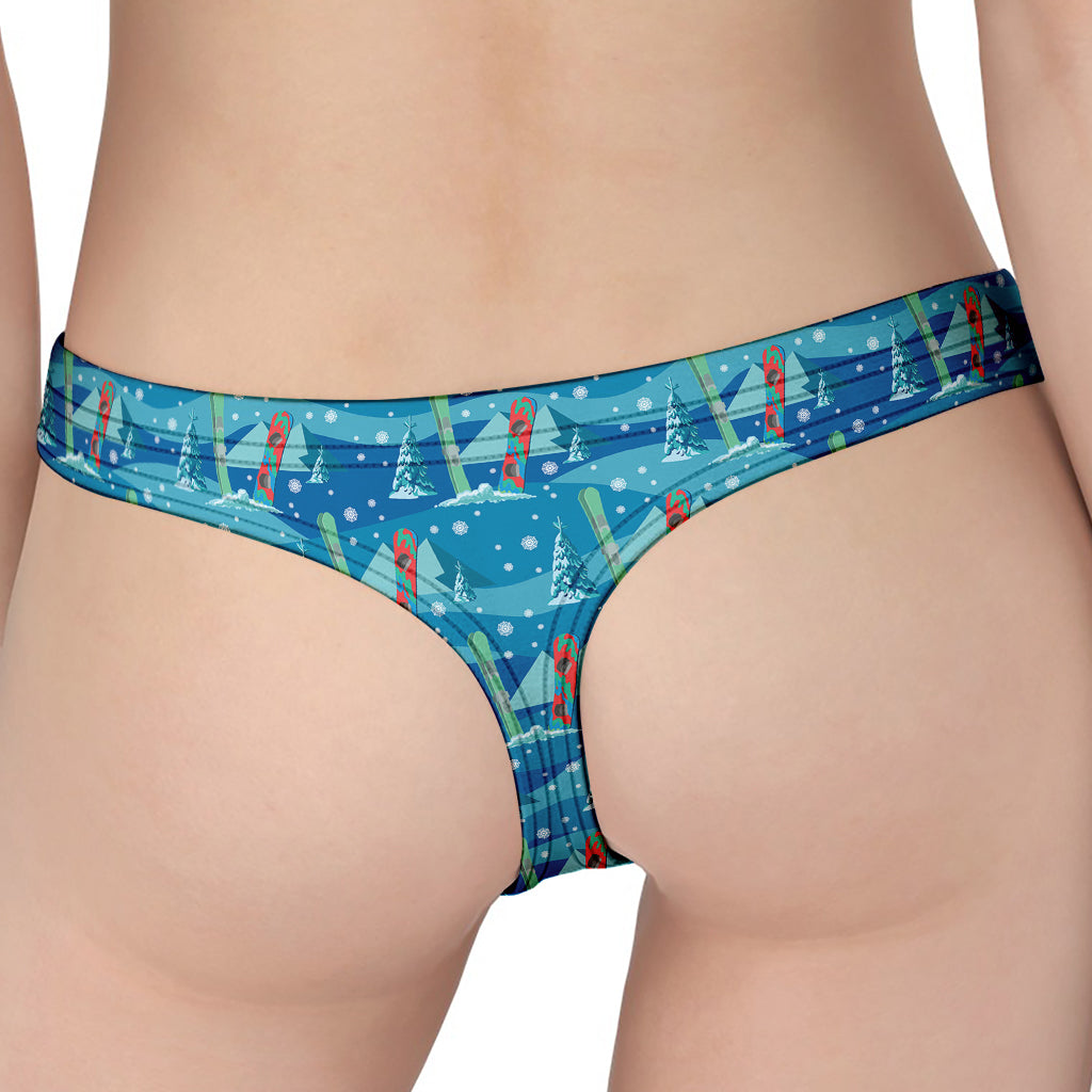 Ski And Snowboard Pattern Print Women's Thong