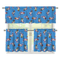 Skiing Dog Pattern Print 3 Piece Kitchen Curtains