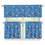 Skiing Dog Pattern Print 3 Piece Kitchen Curtains