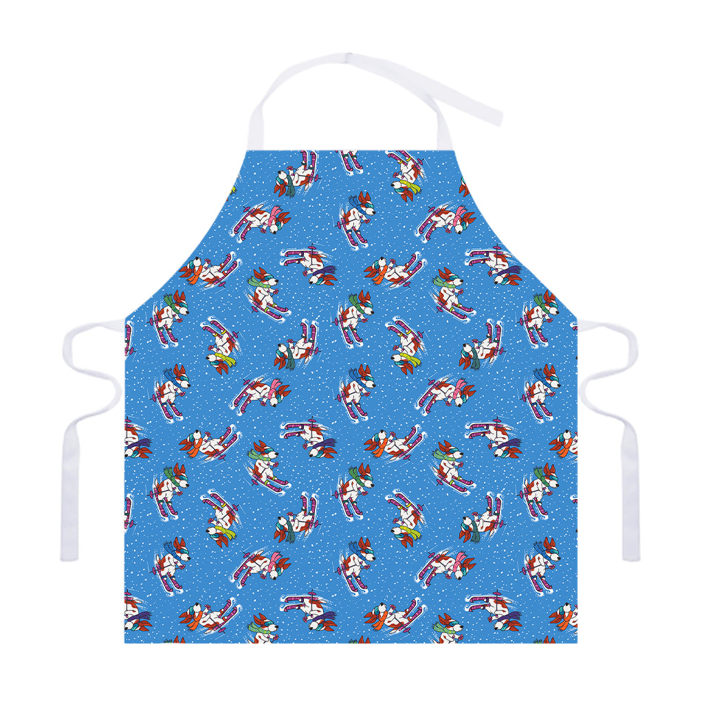 Skiing Dog Pattern Print Adjustable Apron