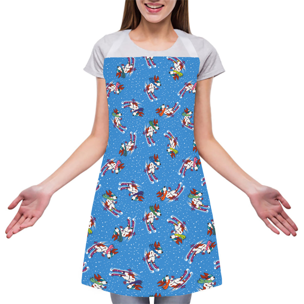 Skiing Dog Pattern Print Adjustable Apron