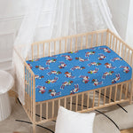 Skiing Dog Pattern Print Baby Crib Sheet