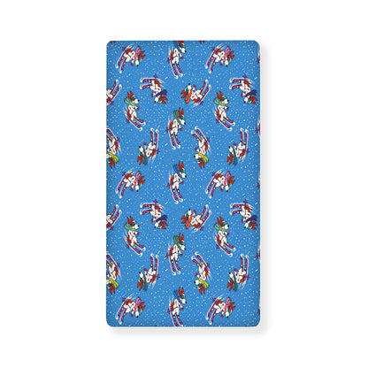 Skiing Dog Pattern Print Baby Crib Sheet