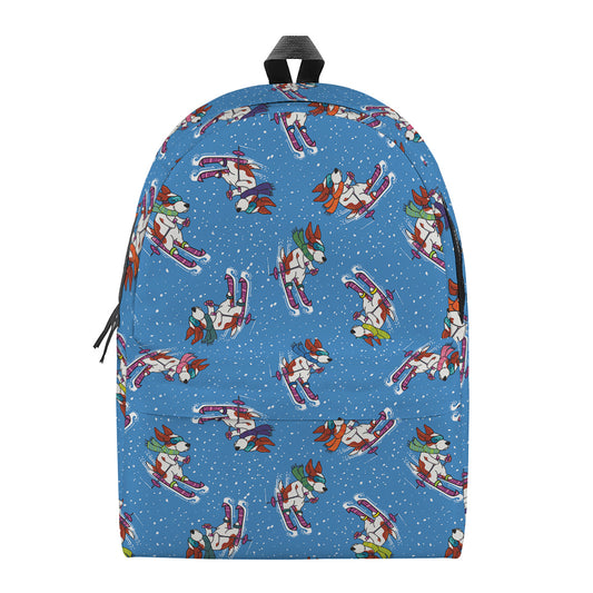 Skiing Dog Pattern Print Backpack