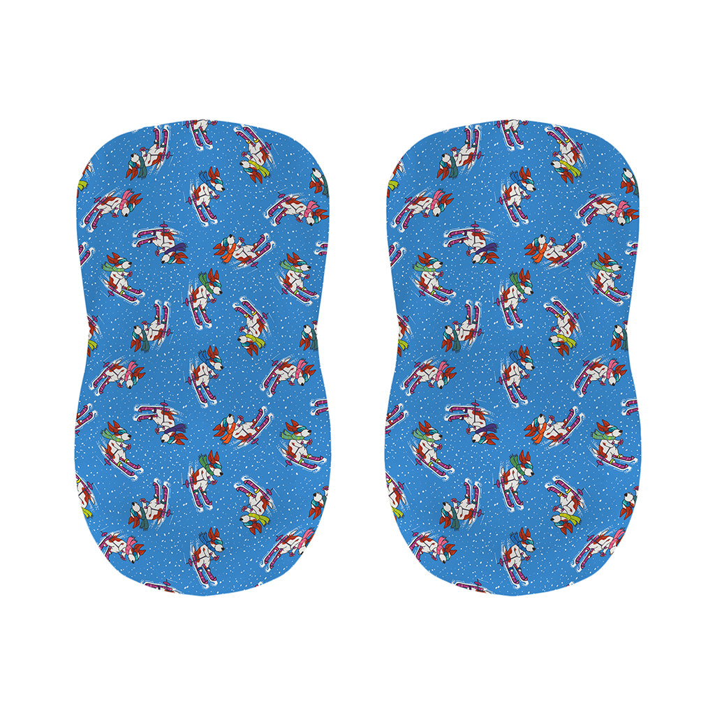 Skiing Dog Pattern Print Bar Stool Covers