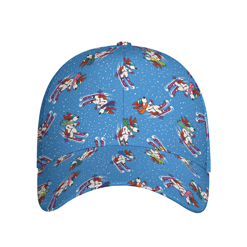 Skiing Dog Pattern Print Baseball Cap