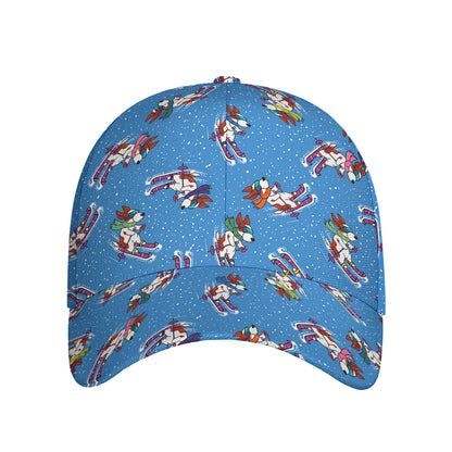 Skiing Dog Pattern Print Baseball Cap