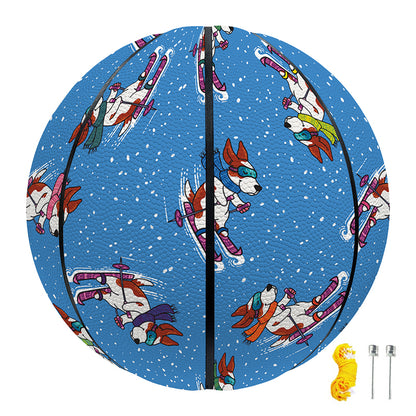 Skiing Dog Pattern Print Basketball