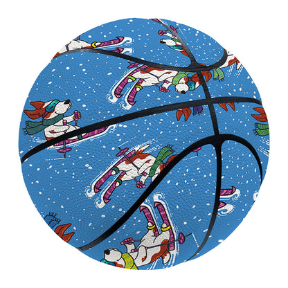 Skiing Dog Pattern Print Basketball