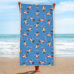 Skiing Dog Pattern Print Beach Towel