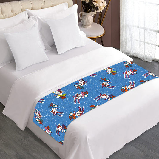 Skiing Dog Pattern Print Bed Runner