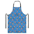 Skiing Dog Pattern Print Bib Apron With Pocket
